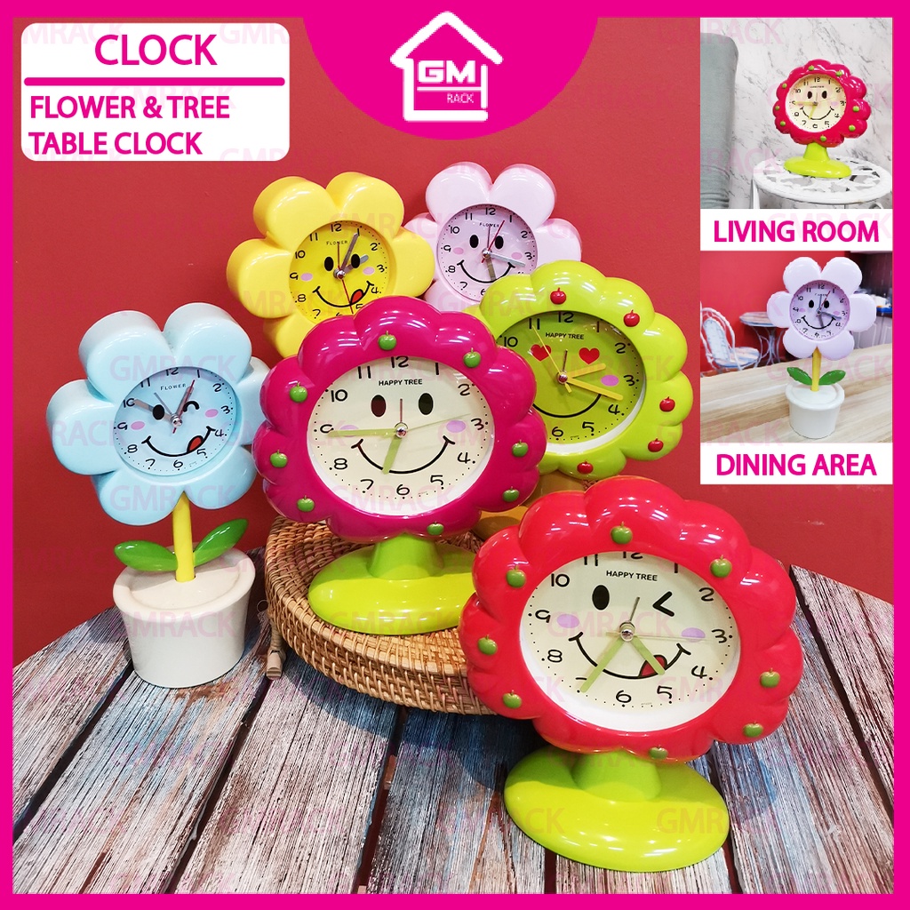 [GMRACK] FLOWER TREE CLOCK TABLE CLOCK BEDROOM LIVING ROOM CLOCK JAM