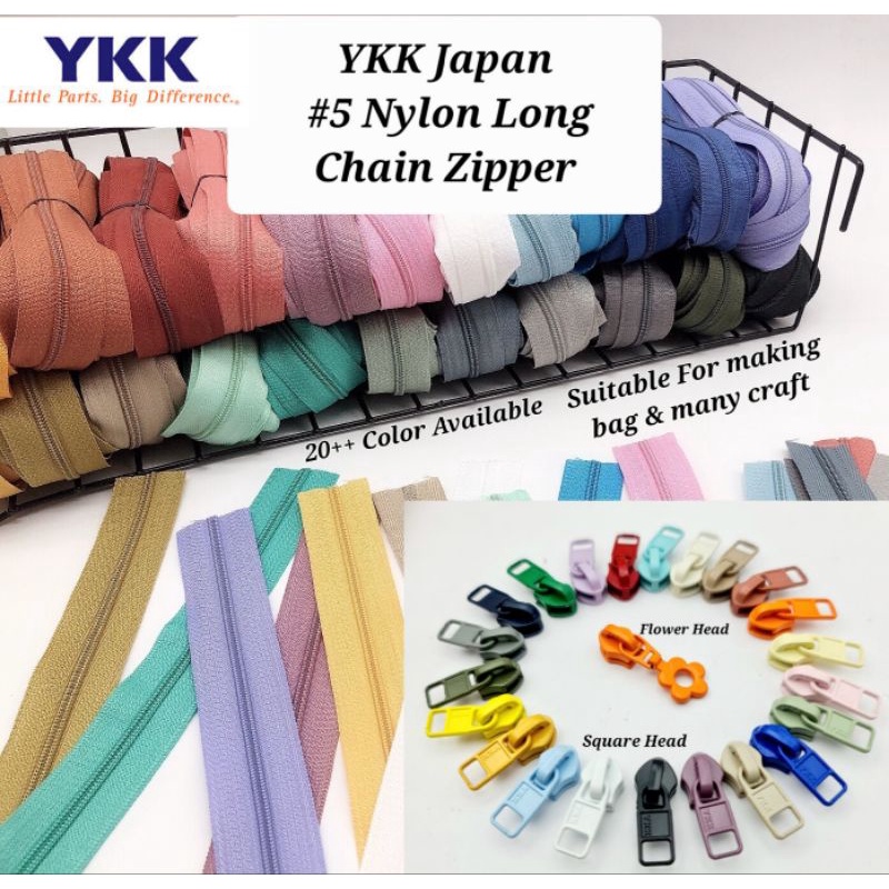 YKK Japan 5 Nylon Coil Zipper 1meter Long Chain Zipper (No Slider)YKK