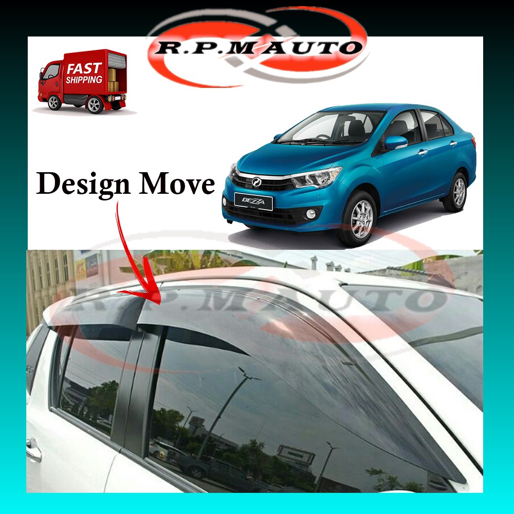 (4 PCS) Air Press Bezza Window Tingkap kereta Door Visor Mugen Small ...
