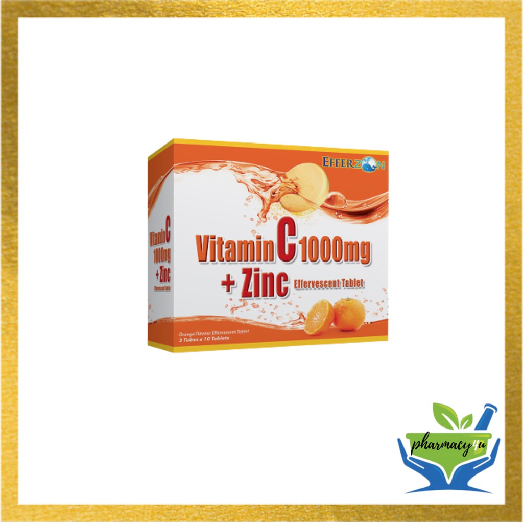 Efferzon Vitamin C 1000mg Zinc Effervescent Tablet Orange Flavour