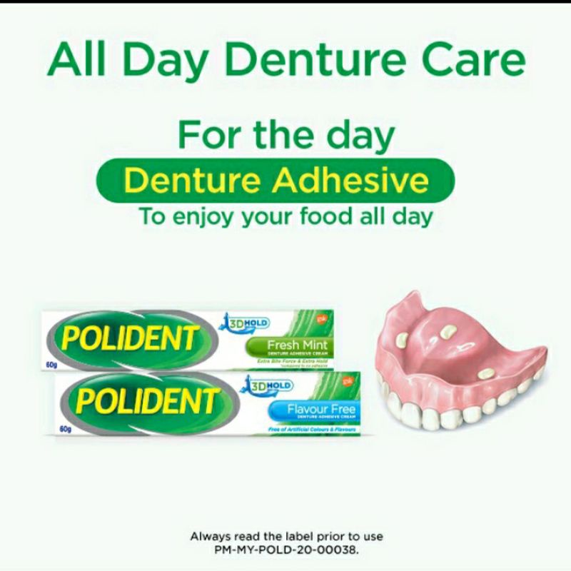 Polident Denture Adhesive Teeth Fixative Flavor Free (60g) Shopee