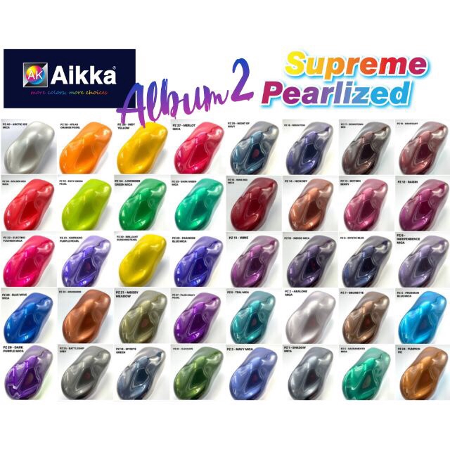 Aikka Supreme Pearlized Color Pz31 Pz40 Vircoat 2k Car Paint Motor Paint Cat Bancuh Kereta 车漆