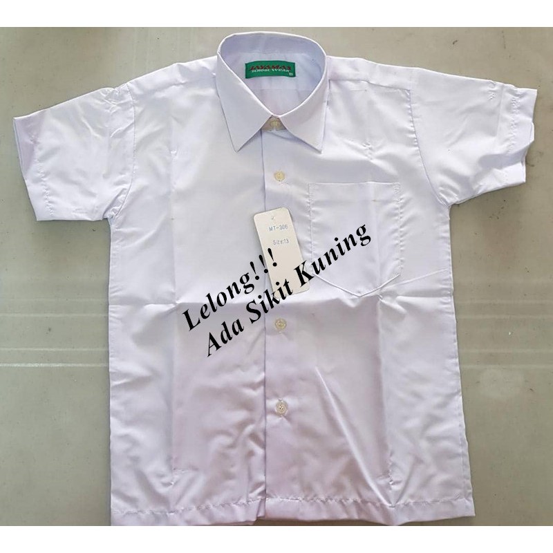 🔥🔥LELONG!!! Baju Putih Kemeja Sekolah Rendah Lengan Pendek Kain Licin ...