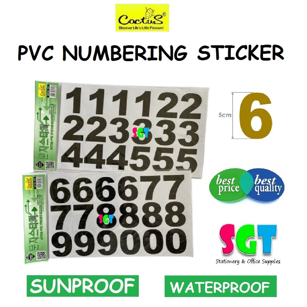CACTUS PVC Alphabet / Numbering Sticker | Shopee Malaysia