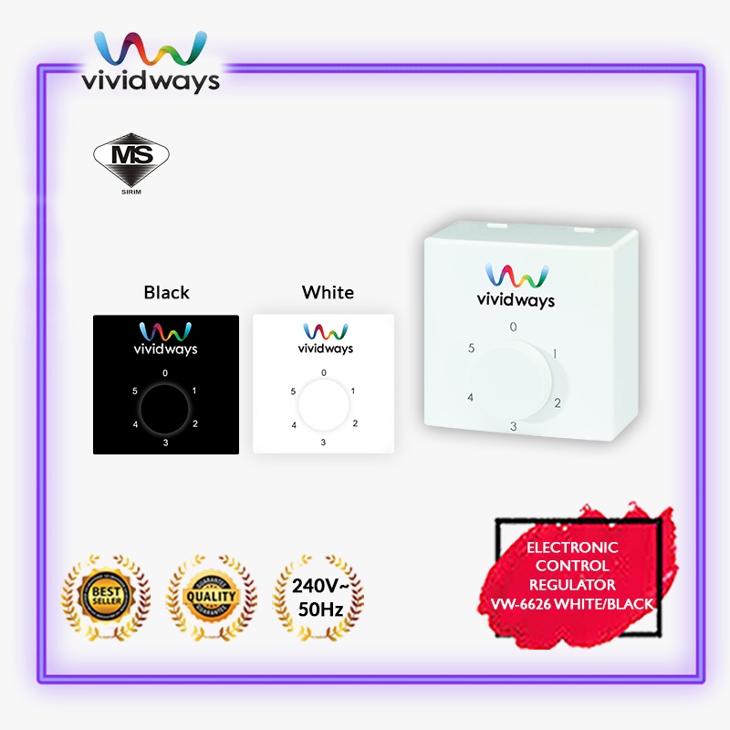 K2 VIVIDWAYS ELECTRONIC CONTROL REGULATOR VW6626 BLACK WHITE
