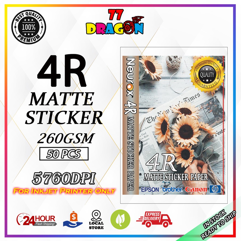 4R MATTE STICKER PAPER 50PCS/PKT (260GSM) | Shopee Malaysia