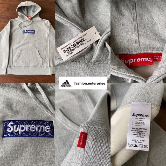 Supreme Bandana Box Logo Hoodie - XL - Light Blue