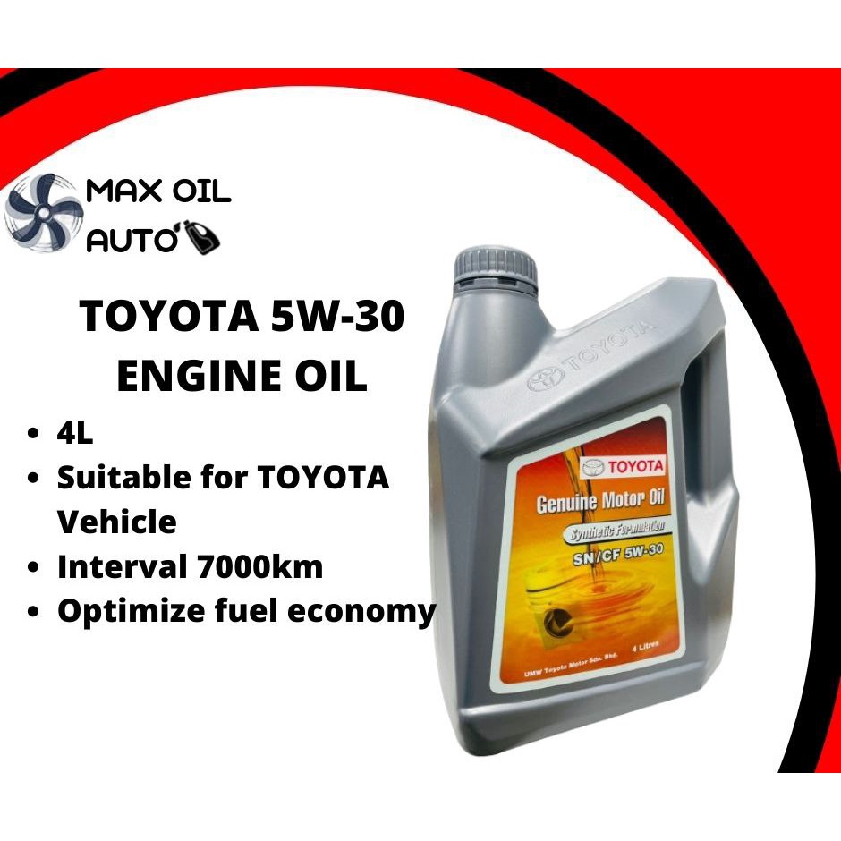 TOYOTA 5W30 4L SEMI SYNTHETIC ENGINE OIL MINYAK HITAM TOYOTA MINYAK ...