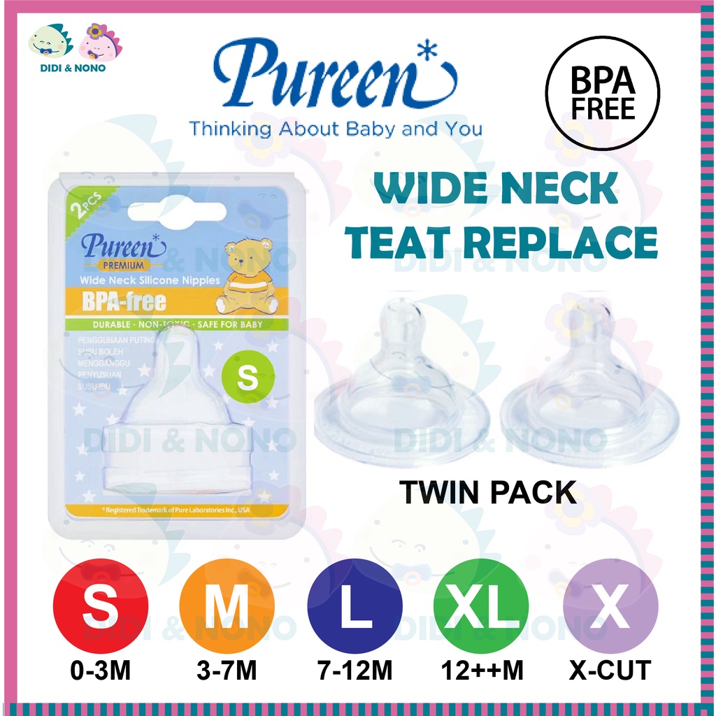 PUREEN Premium Wide Neck Silicone Nipples puting bottle besar