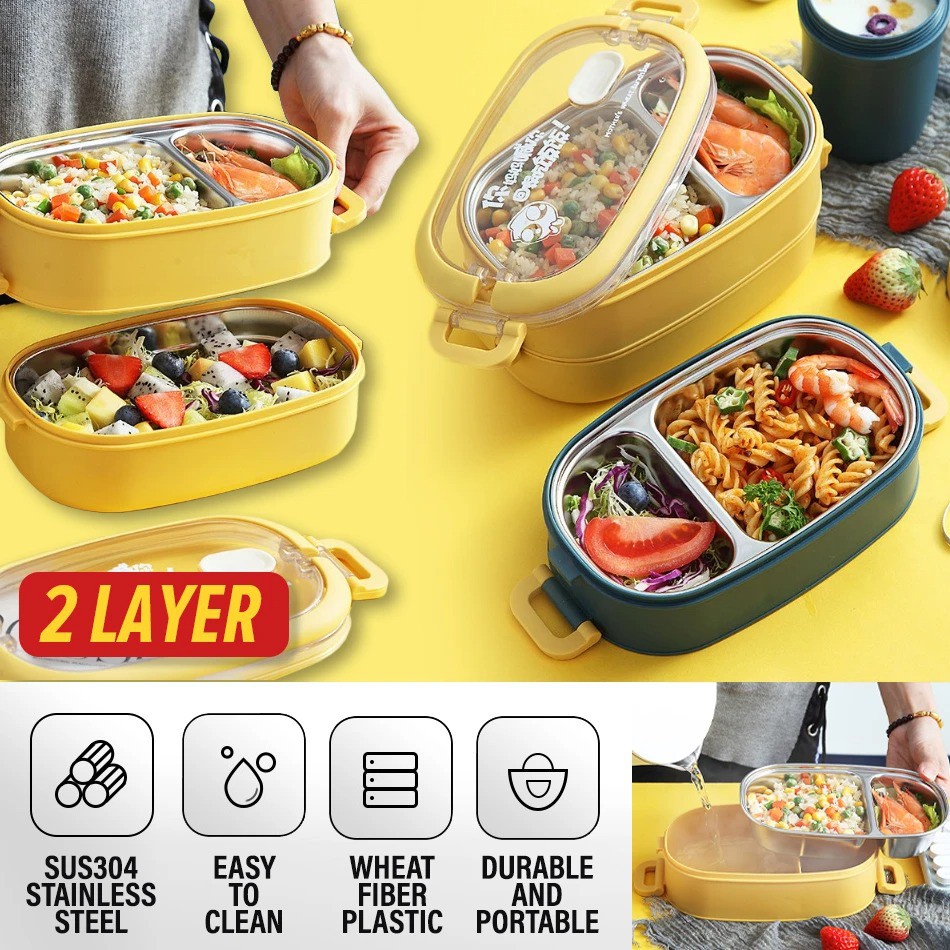 Zenithglobal [ 2 LAYER ] Portable Compact Lunch Box with Removable ...