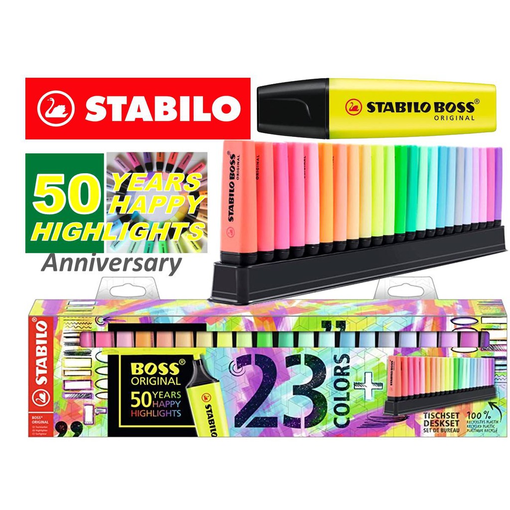 2021: STABILO BOSS ORIGINAL 50th anniversary desk set with awesome 23  colors 