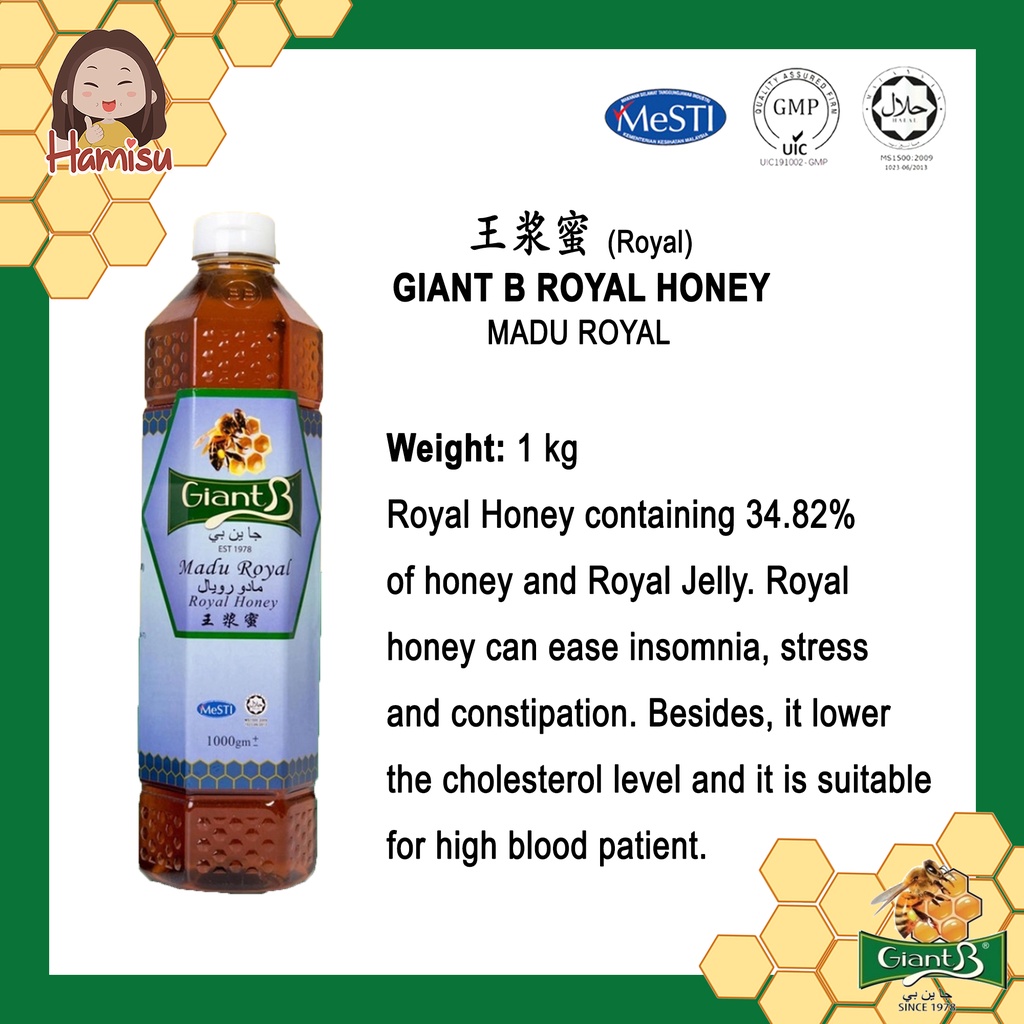 Giant B Pure Honey Original Madu Asli 1kg Apple Vinegar Honey Ginger ...