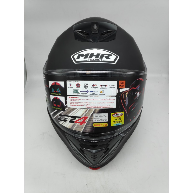 MHR FLIP UP FULL FACE HELMET (MATT BLACK) FU329 MHR | Shopee Malaysia