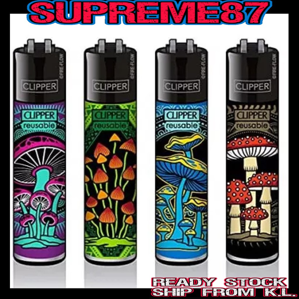 Clipper Lighter Mushroom Pattern Edition 4 pcs Per Set Regular Size