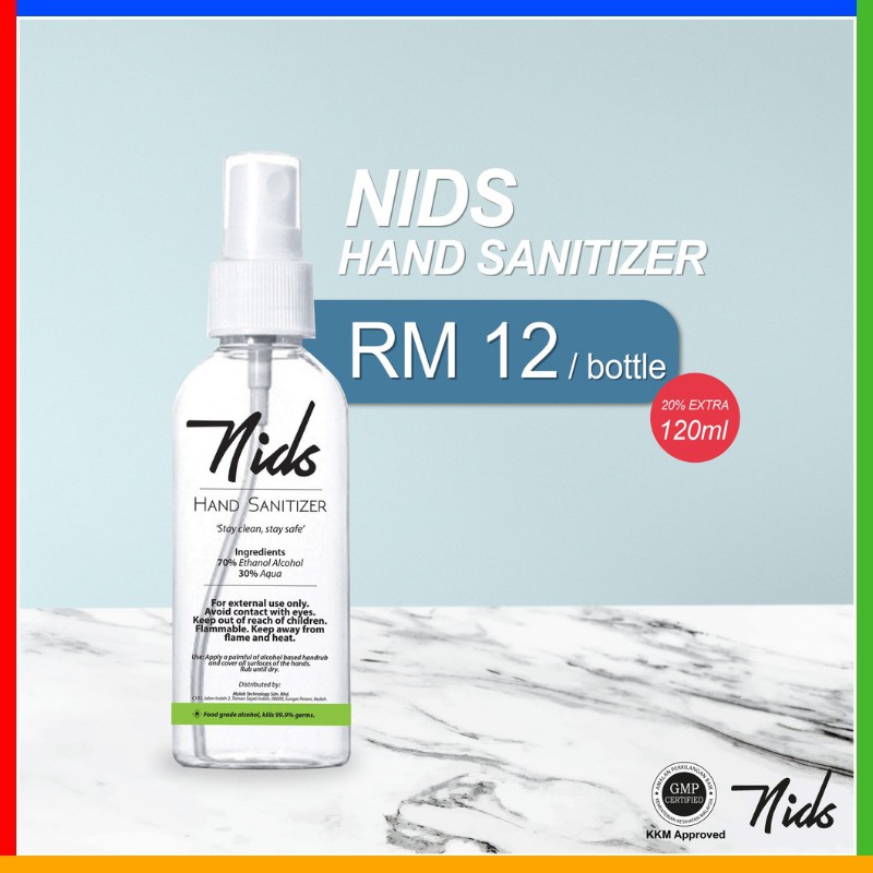 READY STOCK! READY STOCK!! Nids hand Sanitizer 120ml 100 Original
