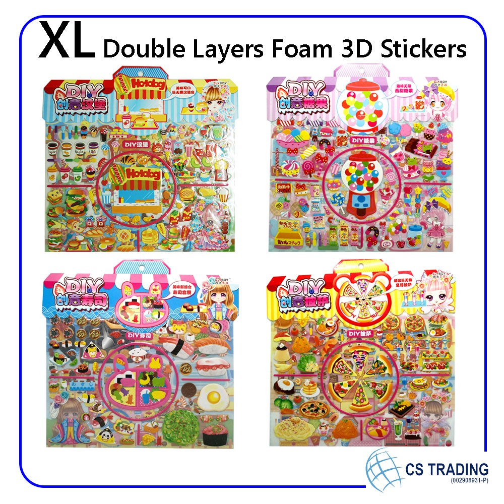XL 3D Cute Cartoon Sticker for Children / Kids (2 sheets/pack) | Shopee ...