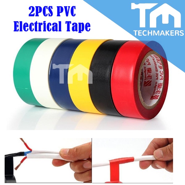 2PCS PVC Electrical Tape Insulation Tape | Insulating Tape (Green,Yellow, White,Red, Black)