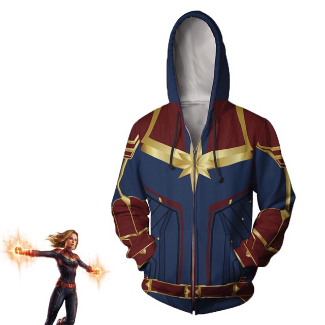 New Release 3D Printed Captain Marvel Carol Danvers Ms Marvel Costumes Jacket Hoodie Sweater Sweathuit Hot Design Shopee Malaysia