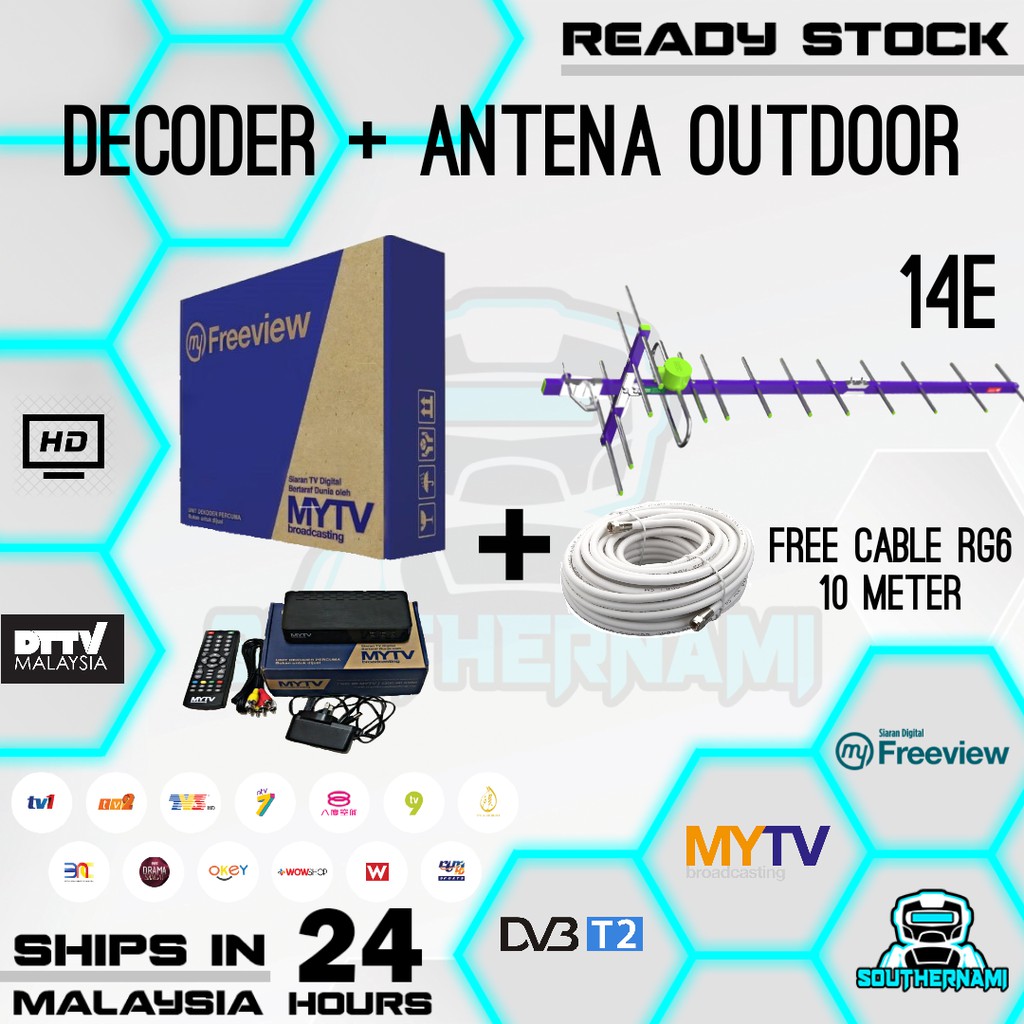 100% ORIGINAL MYTV DECODER + Thaisat Digital Antenna MYTV 14e with ...