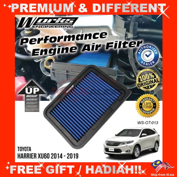 Car Air Filter TOYOTA HARRIER XU60 2014 2022 WORKS ENGINEERING