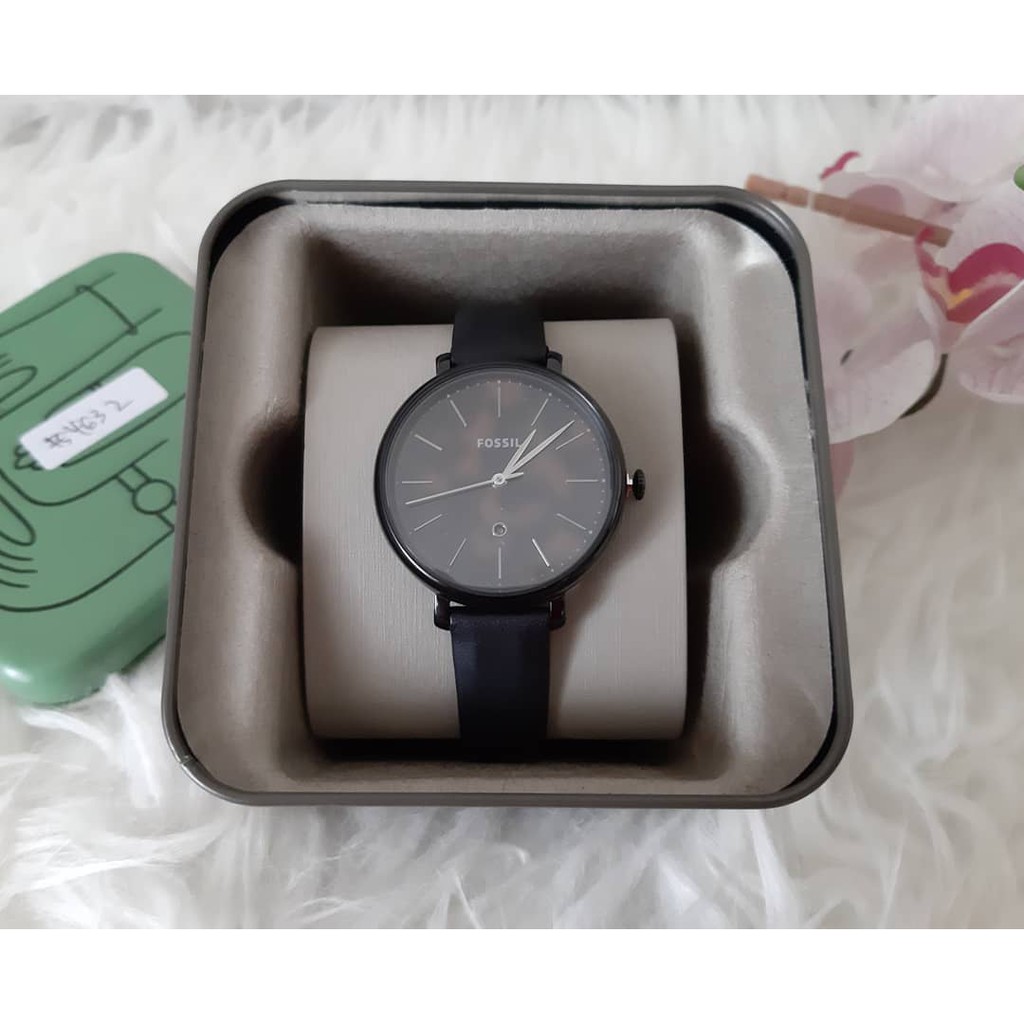 Fossil ES4632 Jacqueline Three Hand Date Black Leather Ladies s Watch Shopee Malaysia