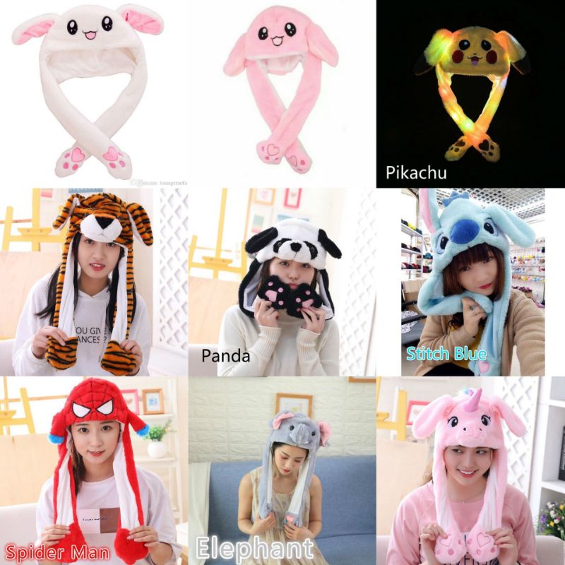 Topi tiktok Arnab (Telinga bergerak & berlampu) rabbit hat | Shopee ...