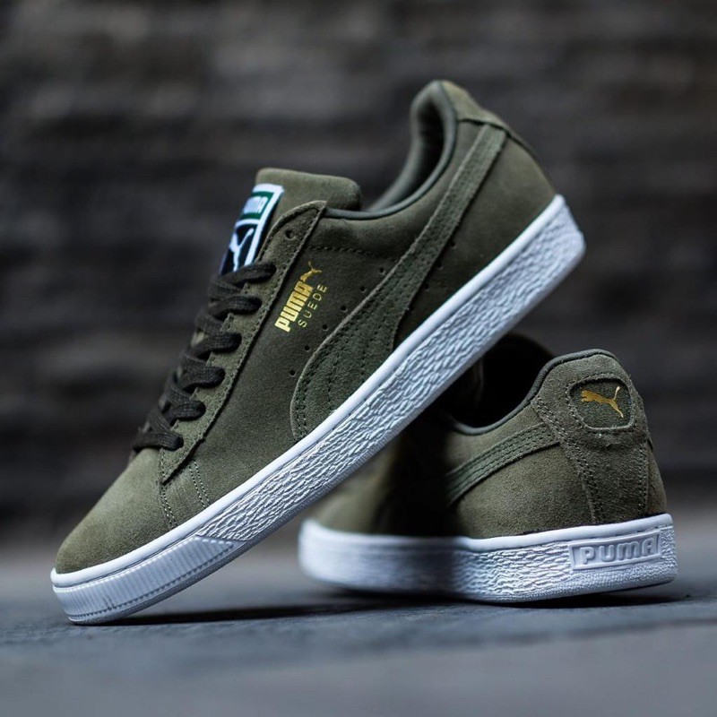 puma suede olive green