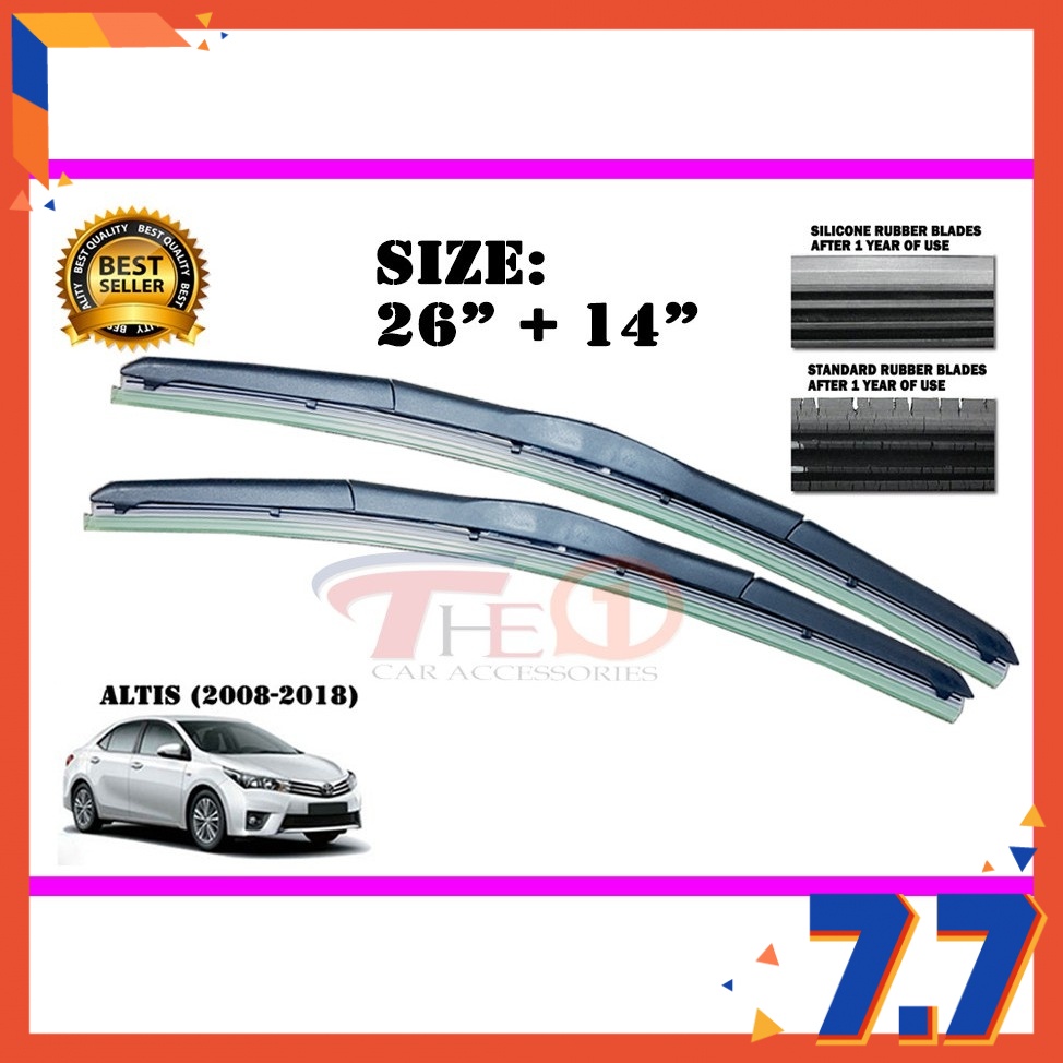 Toyota Altis New Silicone Car Wiper Blade Set (26" + 14") Shopee Malaysia