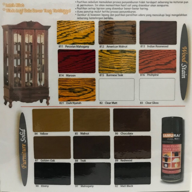 SAMURAI FURNITURE SPRAY PAINT 400ML (WOODSTAIN / FURNITURE SOLID) CAT