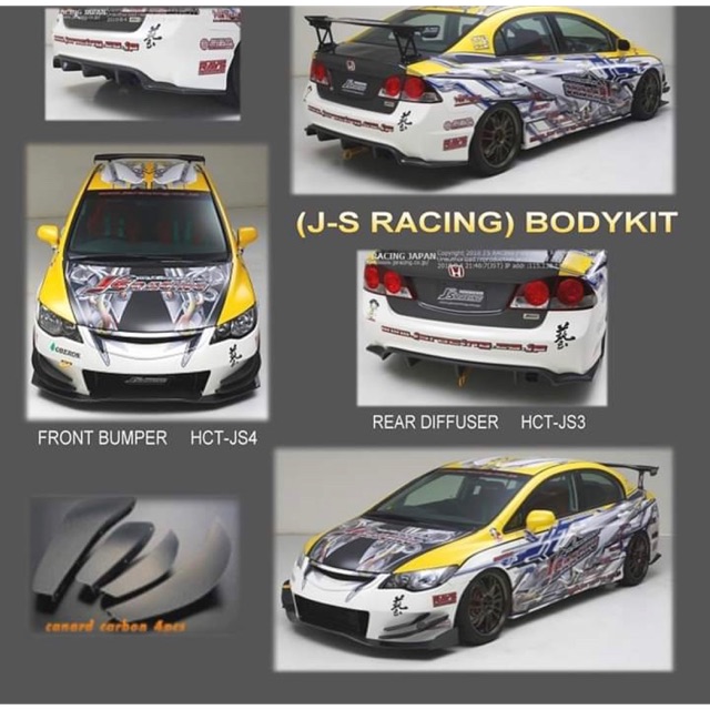 Honda Civic fd js racing Bodykit body kit front side rear bumper skirt ...