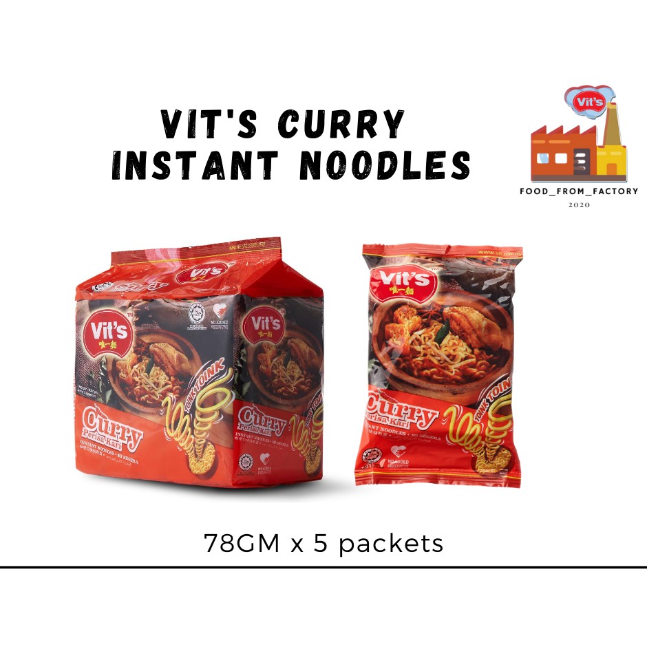 (Ready Stock)Vits Instant Noodles 78g x 5 pkts (Duck, Curry, vegetarian ...