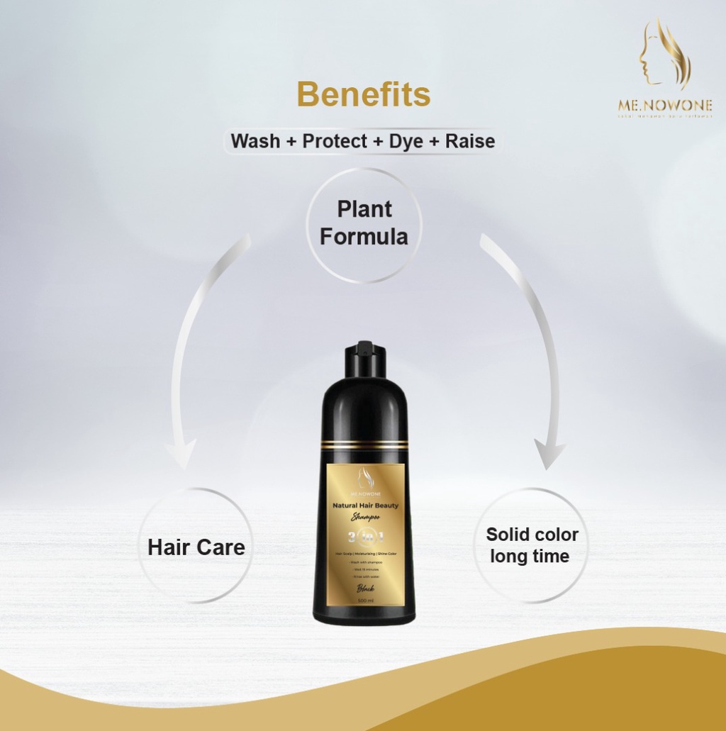 Me.nowone Hair Color Shampoo Uban Cover White Gray Hair Inai Henna ...