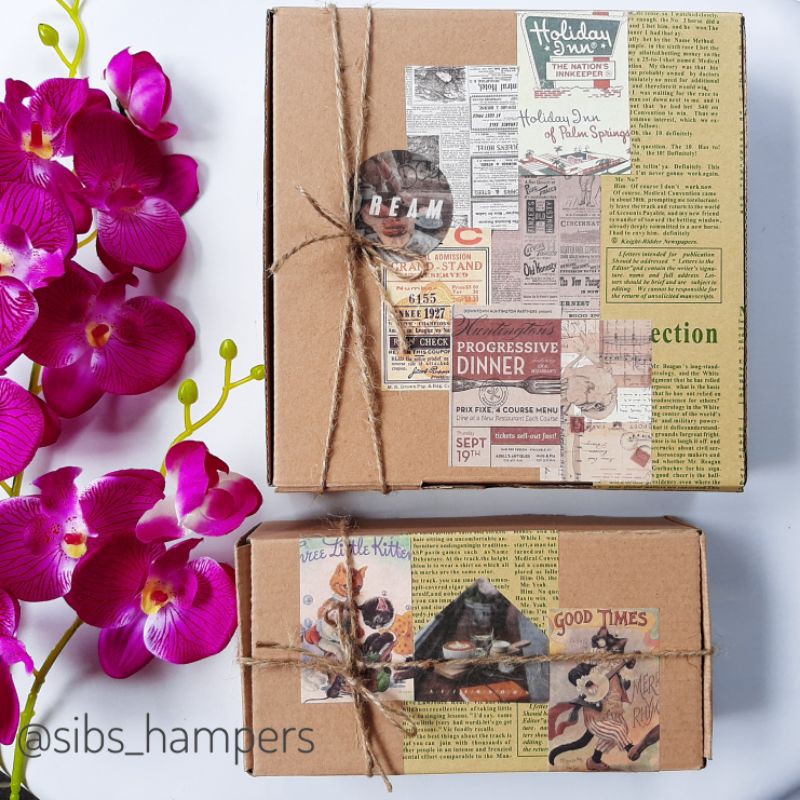 (Min. 2 BOX) KADO BOX / HAMPERS BOX / VINTAGE PACKAGING BOX / RUSTIC ...