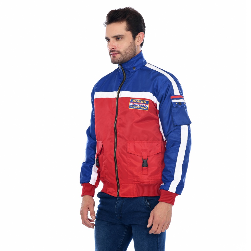 Men s Motorcycle Jacket Honda Classic Vintage Jacket Adv Pcx Sogan Grand Prima Bulus Legenda CB Gl Red and White Blue M PGMall