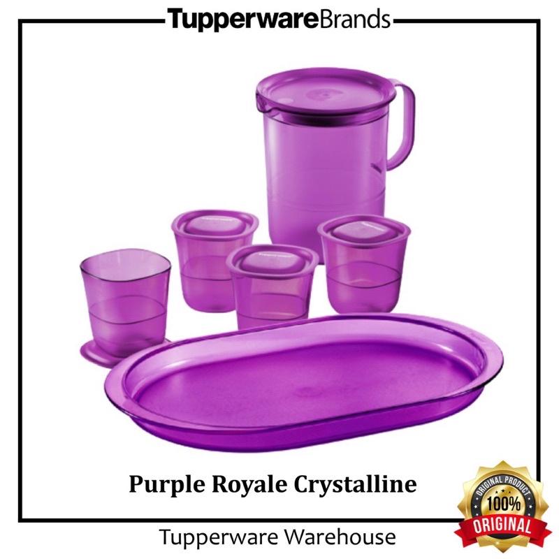 Tupperware Purple Royale Crystalline Drinking Set Pitcher 1.2L + Short ...