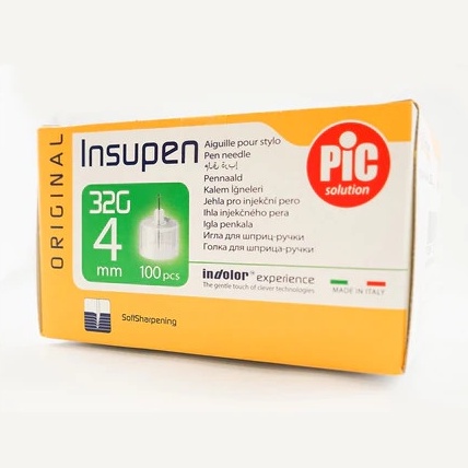 PIC SOLUTION INSUPEN INSULIN PEN NEEDLE 4MM x 32G 100'S (EXP:07/2028 ...