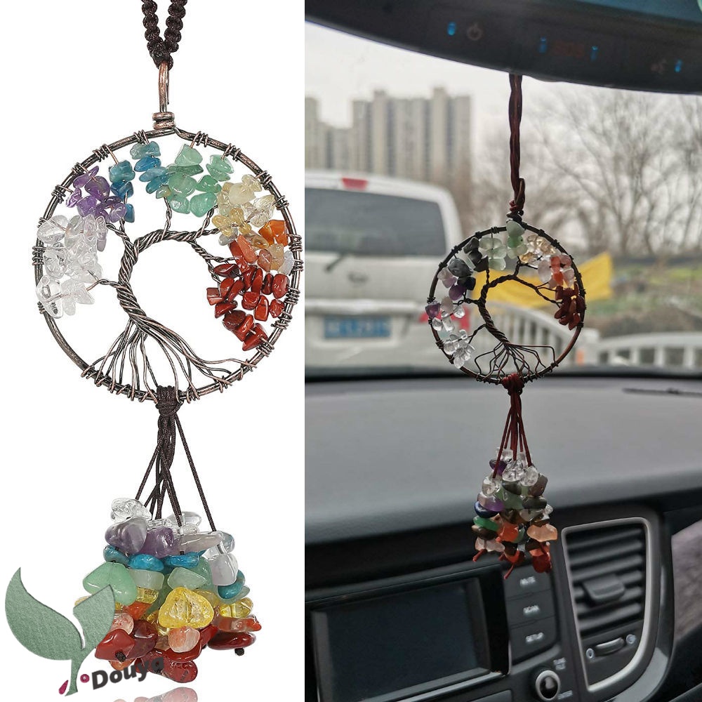 Healing Crystal Decor Tree Of Life Car Hanging Accessories 7 Chakras