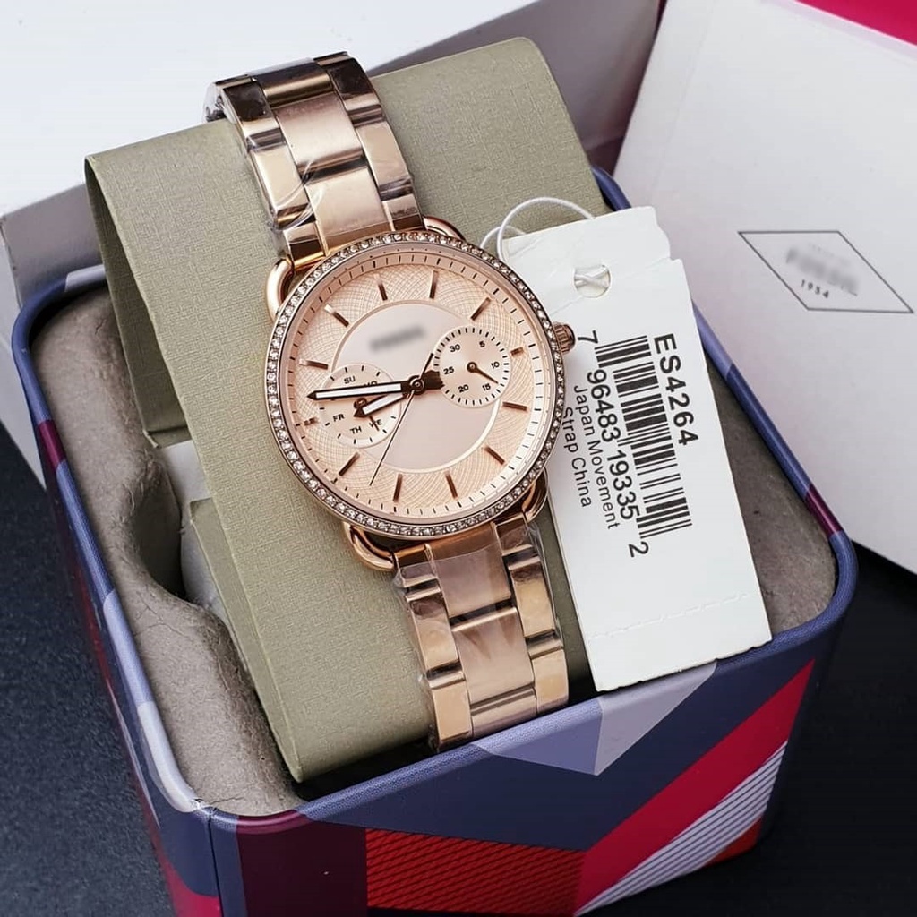 Authentic Original Fossil Women Tailor Rose Gold Dial Stainless Steel Watch ES4264 Jam Tangan Wanita Shopee Malaysia