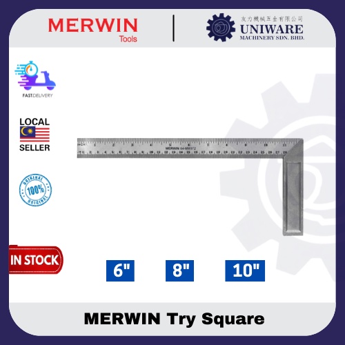 🔥100% ORIGINAL🔥 MERWIN Cast Iron Try Square L Ruler - 6