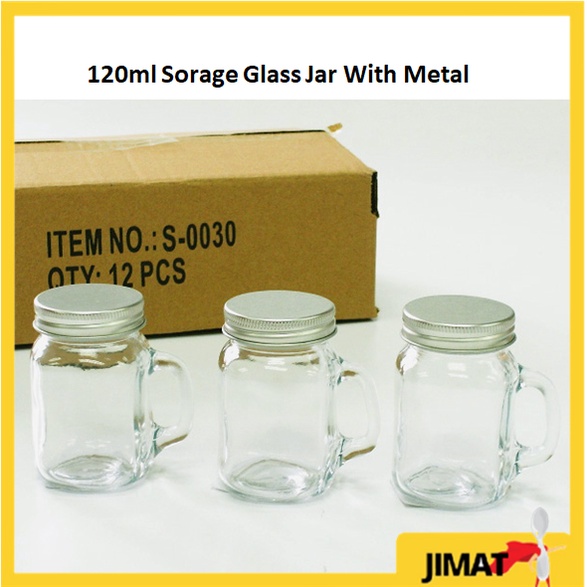 S-0030 120ml Sorage Glass Jar With Metal Lid | Gaya cawan botol kaca ...