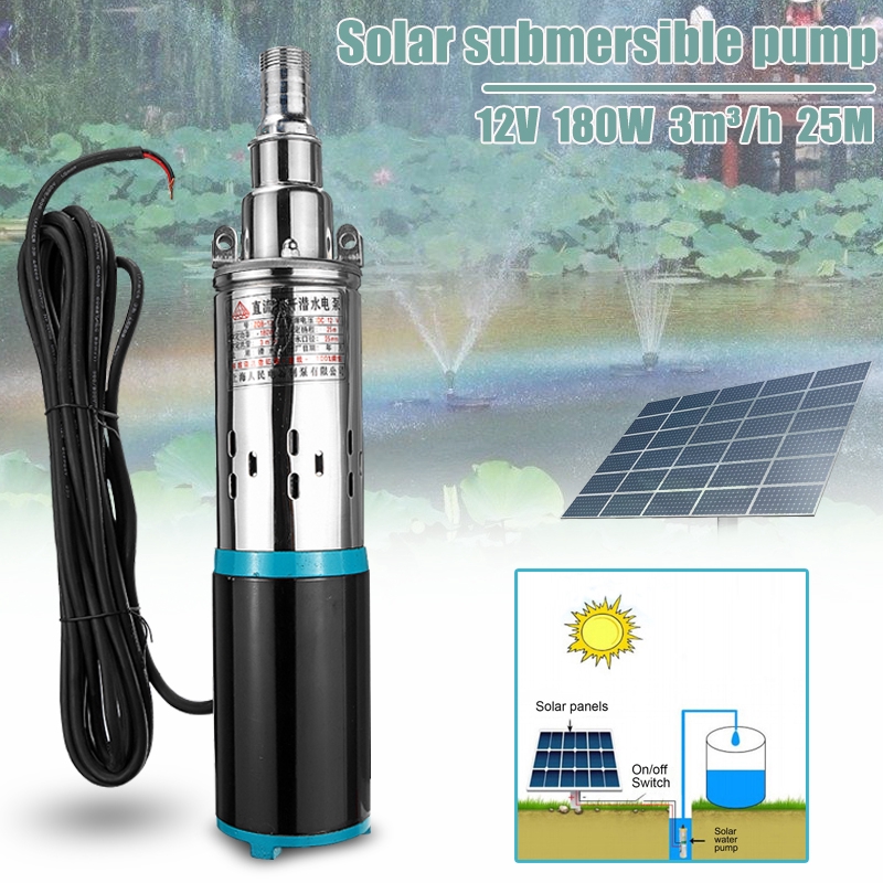 12V/24V DC 3m3/h 180W Solar Deep Well Water Pump Stainless Steel ...