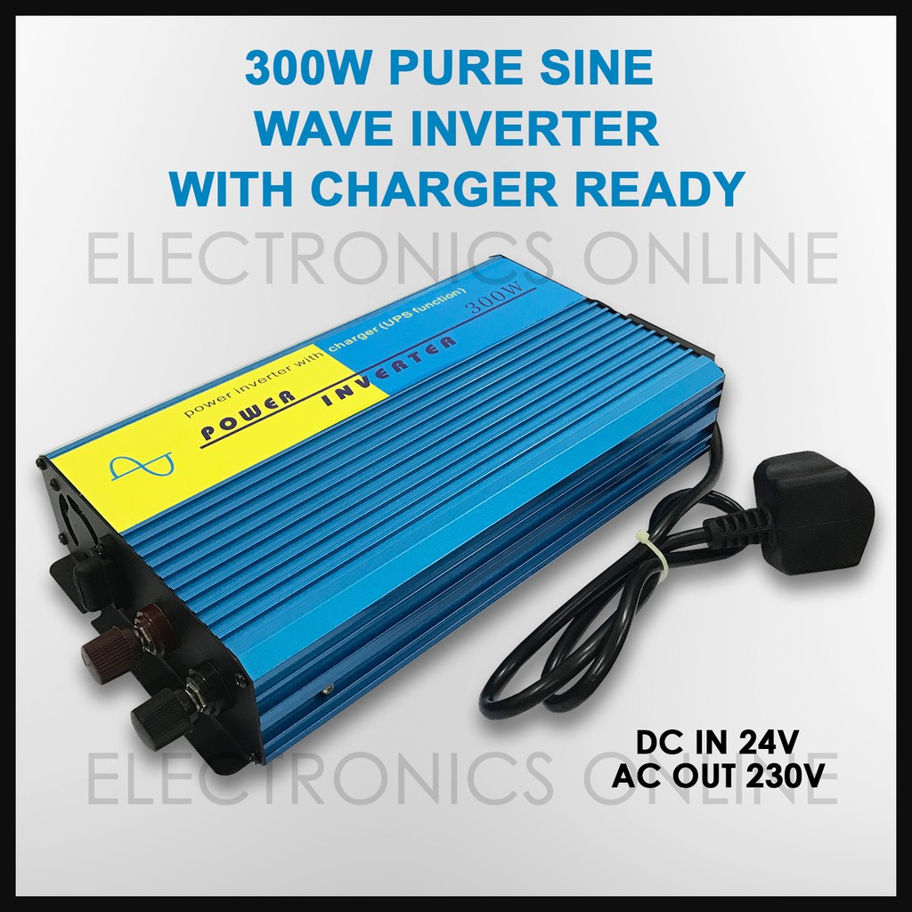 300W Pure Sine Wave Power Inverter With Charger Ready DC 24V to AC 230V ...