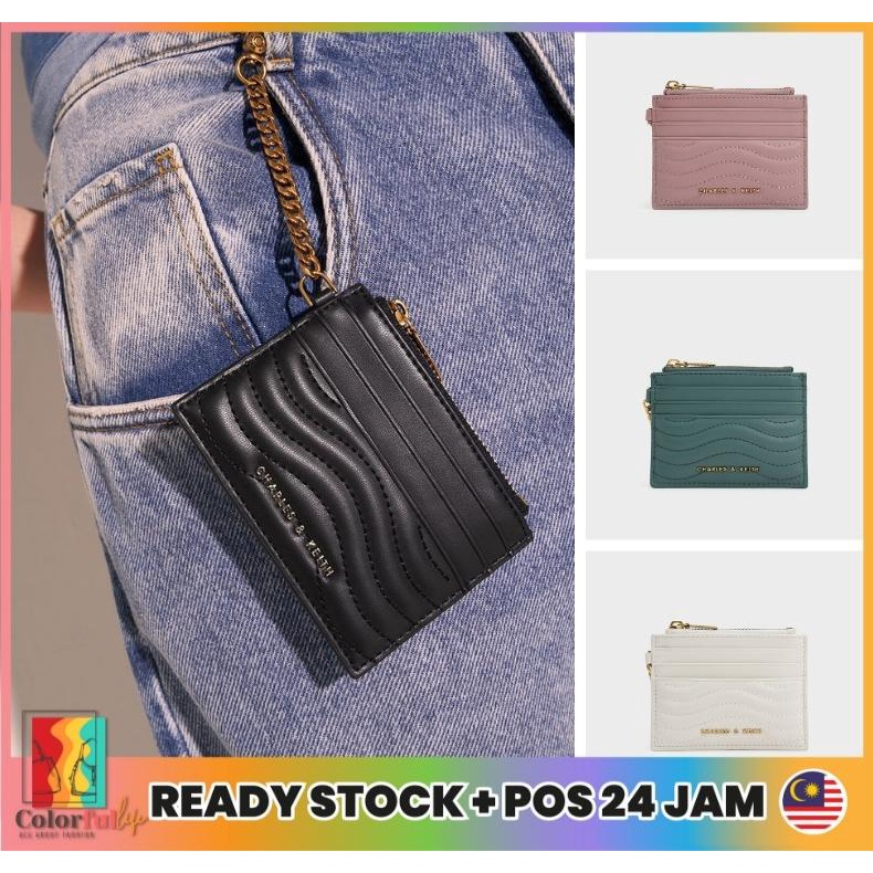 Charles & Keith CNK Aubrielle StitchTrim Zip Card Holder Card Wallet