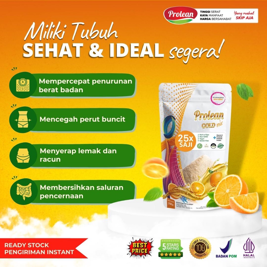 Prolean High Fiber Powder Drink Psyllium Husk, Chiaseeds, Protein