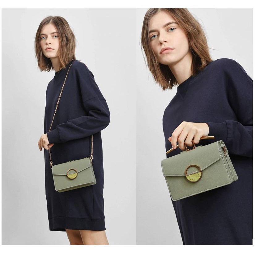 Charles Keith Charles and Keith Stone Embellished Shoulder Bag Marble Leather Shopee Malaysia