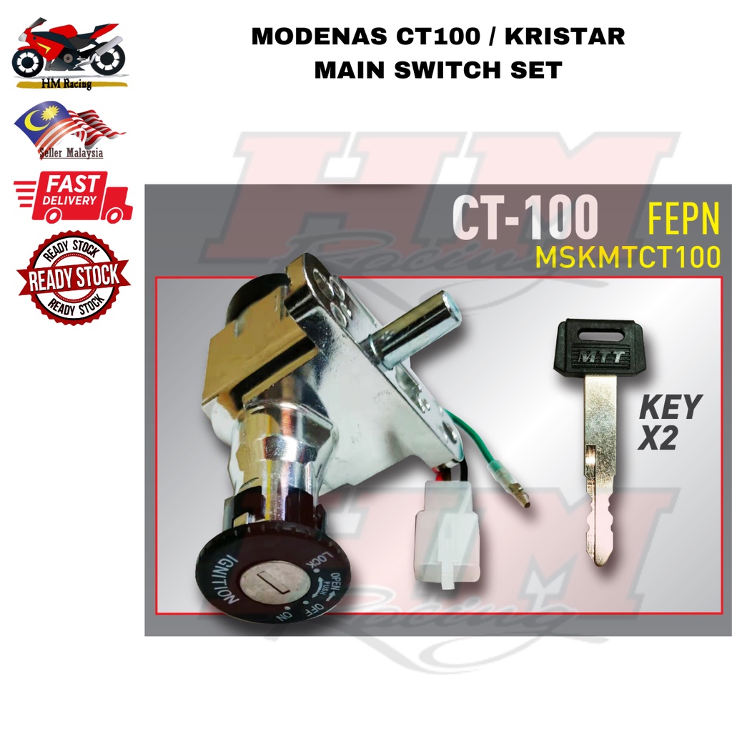 MODENAS CT 100 CT100 / KRISTAR - MAIN SWITCH SET // SUIS KUNCI COMPLETE ...