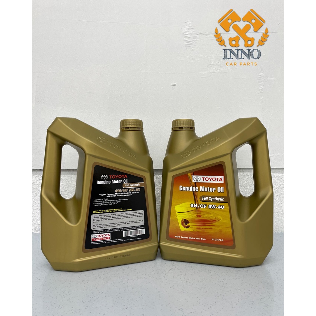 TOYOTA ENGINE FULL SYNTHETIC MOTOR OIL SN/CF 5W-40 (4L) | Shopee Malaysia