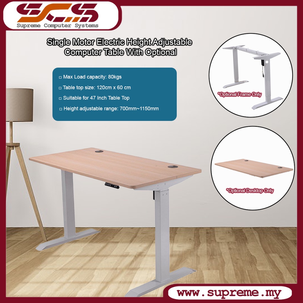 Single Motor Electric Height Adjustable Table With Sit To Stand Height ...