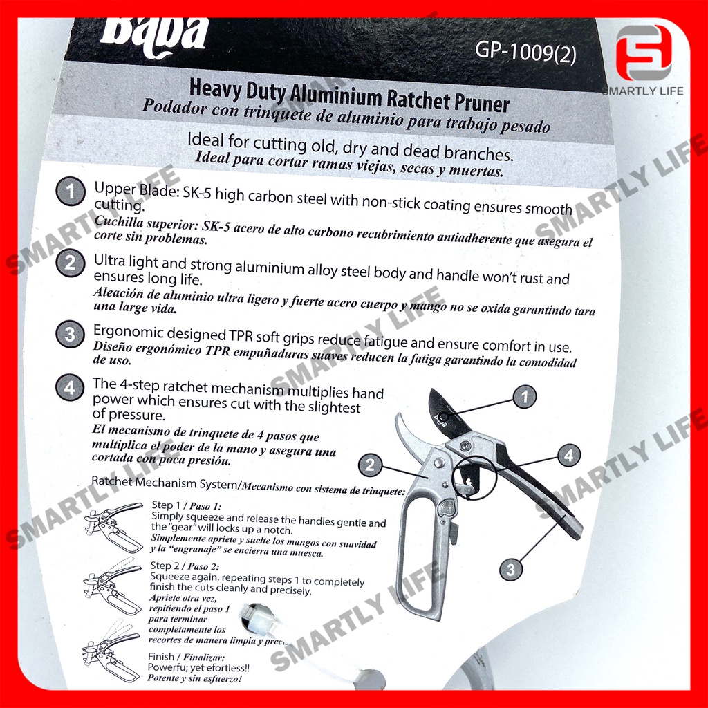 Baba GP-1009 (2) Heavy Duty Aluminium Ratchet Pruner | Shopee Malaysia