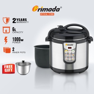 Primada 6 Liter Dual Pots Pressure Cooker PC6010 1 NON STICK POT